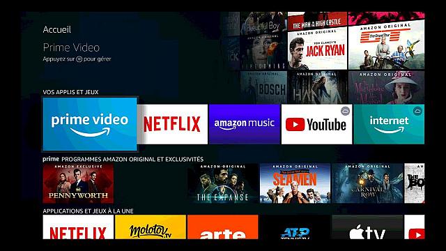 L'interface de la Fire TV Stick