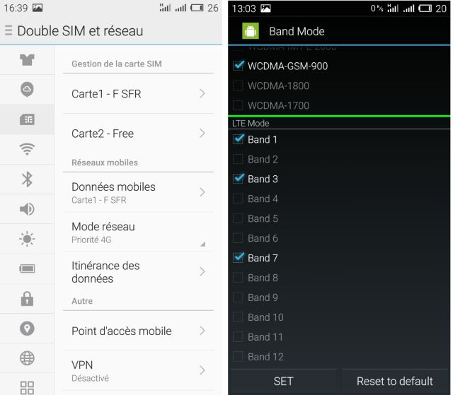 Manque la 4G LTE sur la bande 800MhZ