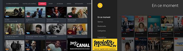 MyCanal et Molotov TV, deux applications qui justifient l'usage d'une BOX Android TV