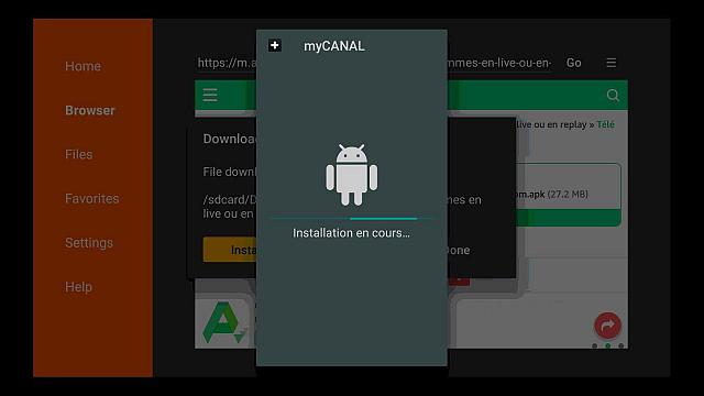 l'installation de l'APK (Fichier Executable Android)