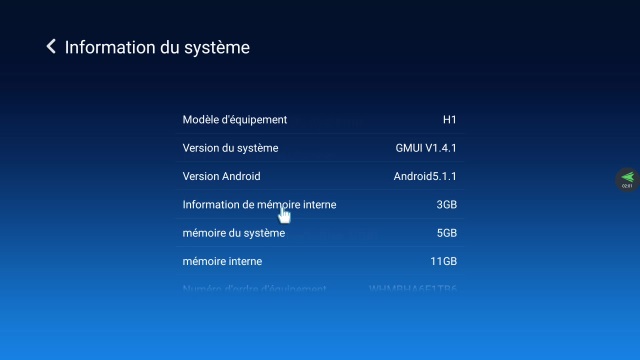 Infos système