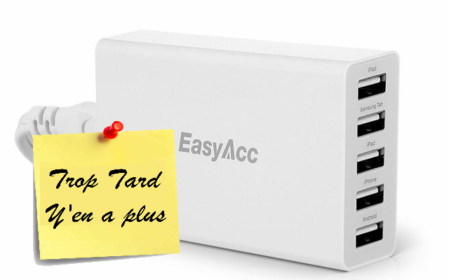 EasyAcc Chargeur USB 5 Ports USB 12,99€