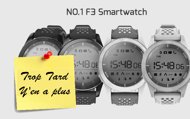 Smartwatch No.1 F3, 1 an d'autonomie blanche bleue à 11€54