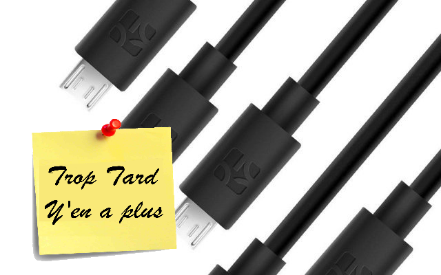 Pack de 5 câbles Micro USB 1 mètre Coolreal à 4€79 @ Amazon