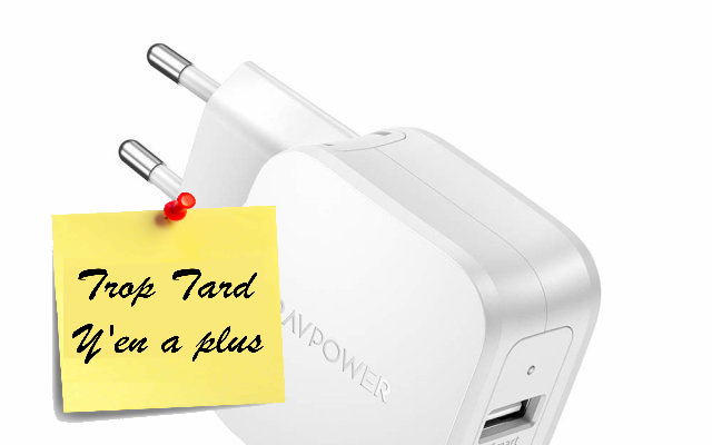 Chargeur double port USB intelligent RAVPOWER à 6€49 @ (...)