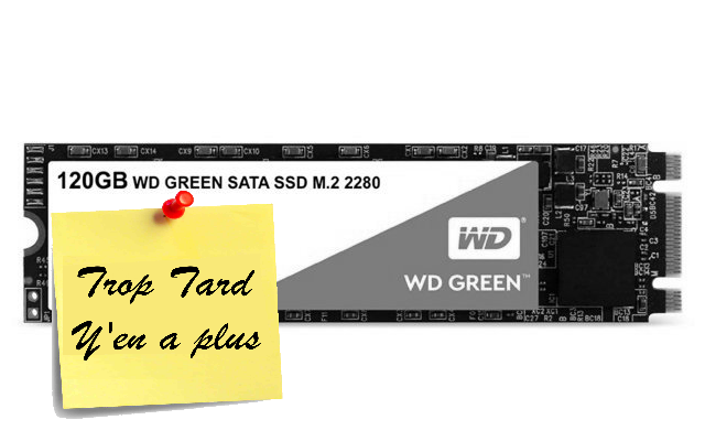 Disque SSD M2 2280 Western Digital Green 120GO à 24€90 @ (…)