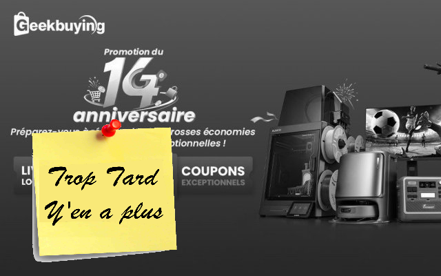 Geekbuying fête ses 14 ans, nombreuses promotions sur (...)