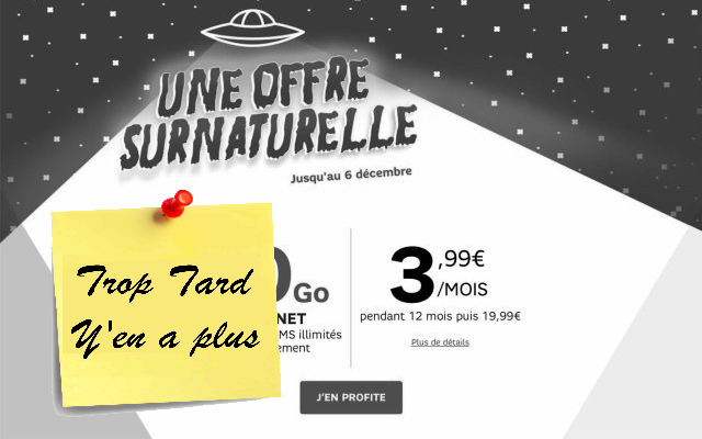 Forfait SFR RED illimité 20 Go à 3,99 € par mois, (...)