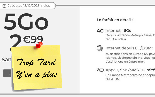 Forfait Cdiscount Mobile Appels/SMS/MMS illimités et 5Go (…)