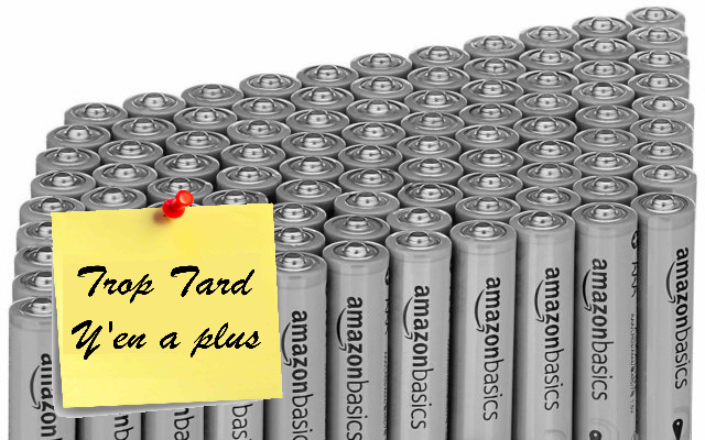 AmazonBasics Lot de 100 piles alcalines AAA à 20€81 @ (...)