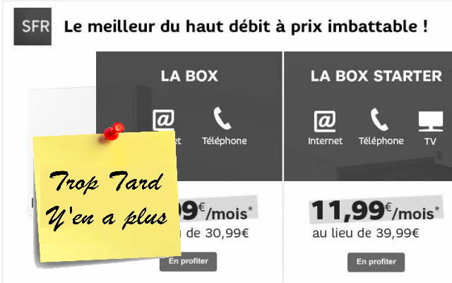 SFR, forfait ADSL allégé à 1€99 en vente privée