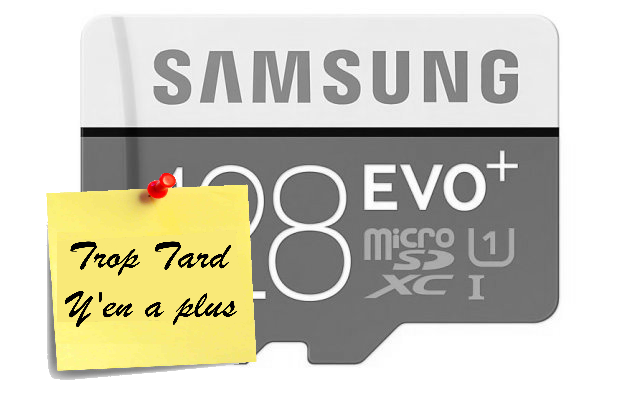 Carte Micro SDHC UHS-3 128 GO Samsung EVO plus à 14€40