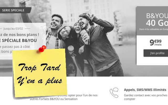 Bouygues Telecom forfait illimité Voix/SMS/MMS Data 40Go (...)