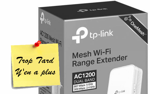 Le Répéteur WiFi RE300 MESH AC1200 à 9€99 (-71%)