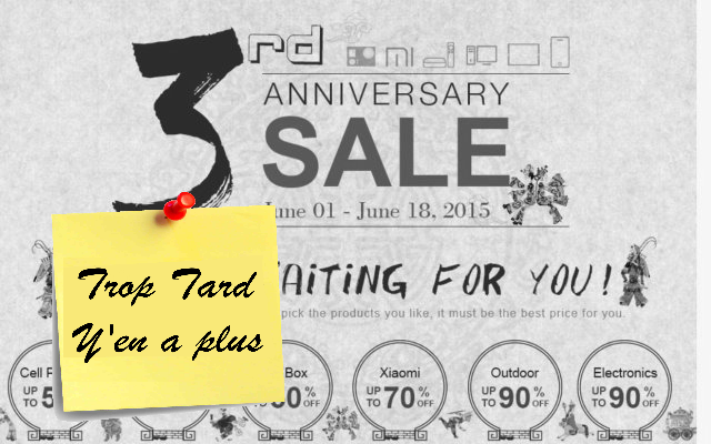 Anniversaire Geekbuying code réduction et ventes flash