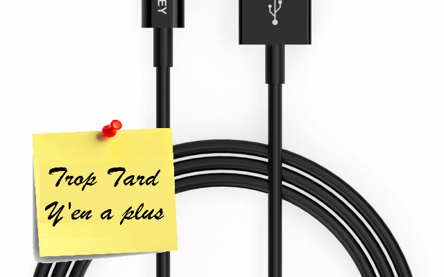 Câble iPhone Lightning certifié MFI Aukey 1 mètre à 2€99 (...)