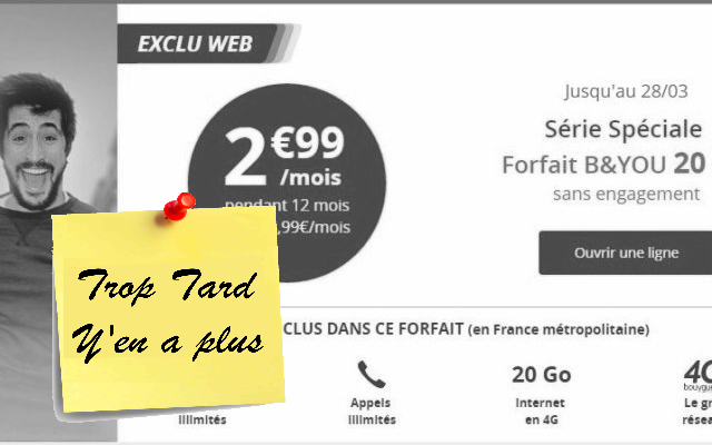 Riposte à FREE, Bouygues B&You 20GO à 2,99€ au lieu (...)