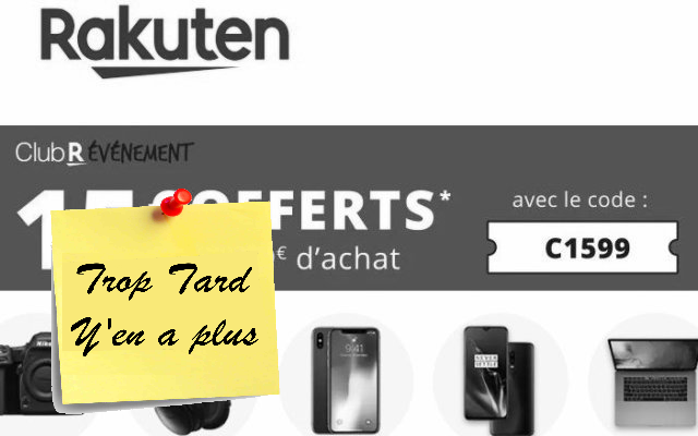 Rakuten, 15€ de réduction dès 99€ d'achat tout le week-end (...)