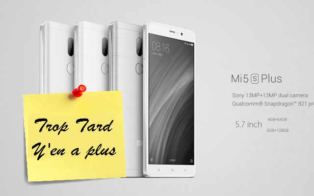 Smartphone Xiaomi Mi5s PLUS, 5,7 pouces à 233€43, 4/64GO (...)
