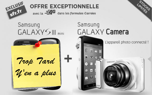 Samsung Galaxy Camera + Galaxy SIII Mini à 49,99 € avec (...)