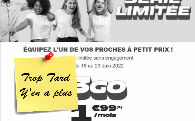 Moins de 2€ le forfait mobile 3GO DATA et voix mms (...)