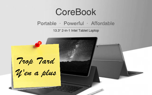 PC Hybride Chuwi CoreBook 2 en 1, 13.3″ et CORE M3-7Y30 (…)