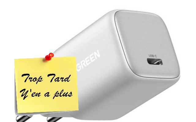 Chargeurs USB-C UGREEN 20W à 13,99€, 30W à 14,99€