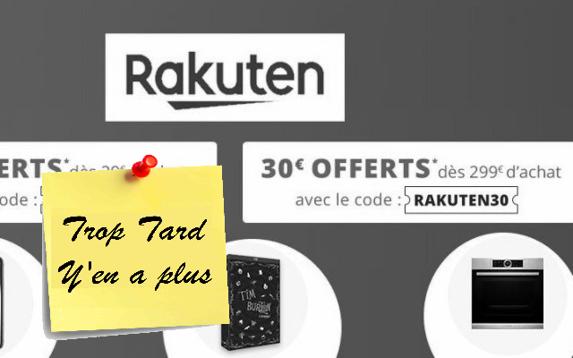 Rakuten, 5€ de réduction pour 29€ d'achat & 30€ pour (...)