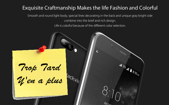 Smartphone Blackview A7, 3G double appareil photo à (...)