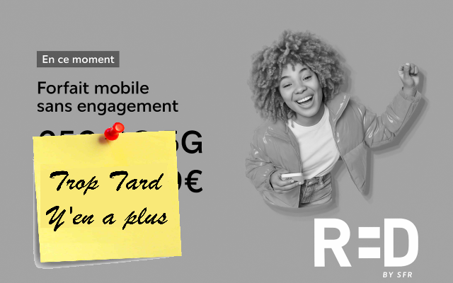 Promotion RED SFR 250GO 5G Appel/sms/mms illimités et 26 (...)