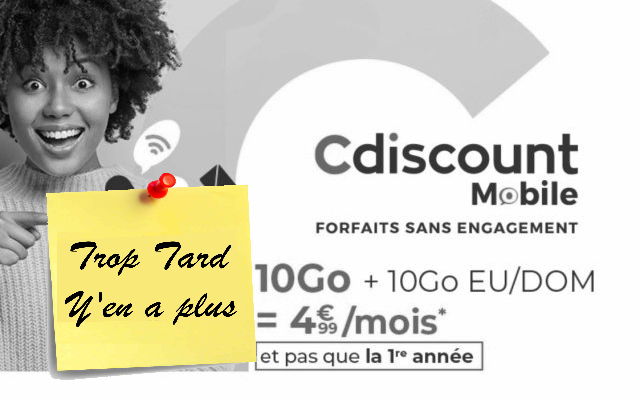 Forfait Cdiscount Mobile Appels/SMS/MMS illimités, (...)