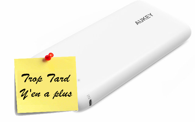 Batterie Externe Aukey 20000Mah double ports USB à 16€99 (...)