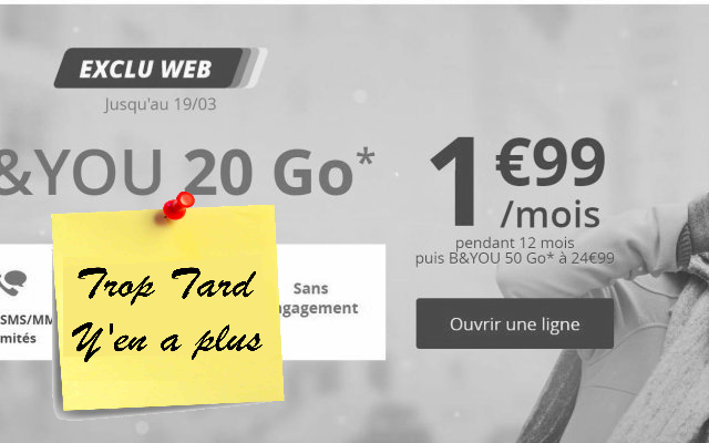 Bouygues Telecom forfait illimités Voix/SMS/MMS Data (...)