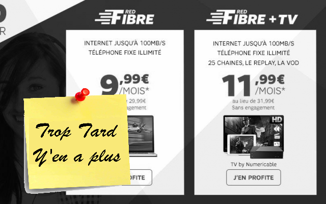Vente privée RED FIBRE Internet trés haut debit à 9€99 (...)