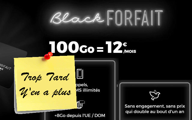 Black Forfait RED, 100 GO sans engagement et à vie à 12€ (…)