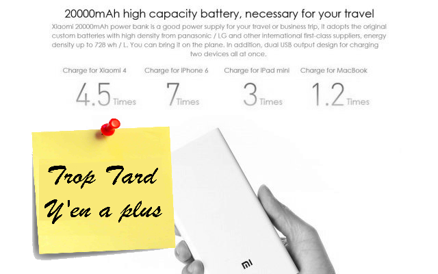 Batterie Externe Xiaomi Mi 20000mAh Power Bank charge (…)