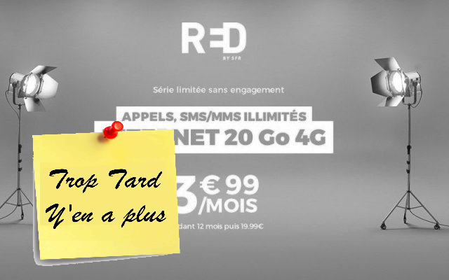 Abonnement mobile SFR RED 4G illimité 20GO à 3€99 en (...)
