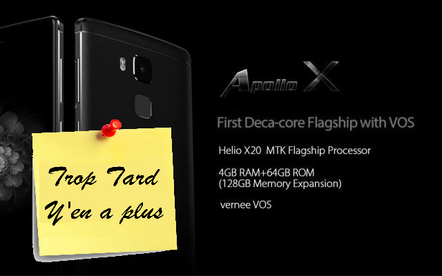 Le smartphone Vernee Apollo X Helio X20 4GO/G4GO à (…)