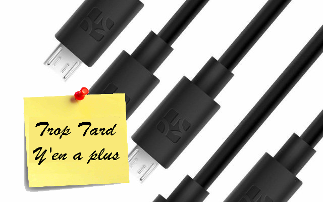 Pack de 5 câbles Micro USB 1 mètre Coolreal à 4€79 @ (...)