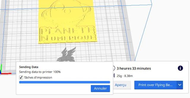 Une fois la découpe terminée, un envoi à l'imprimante est proposé