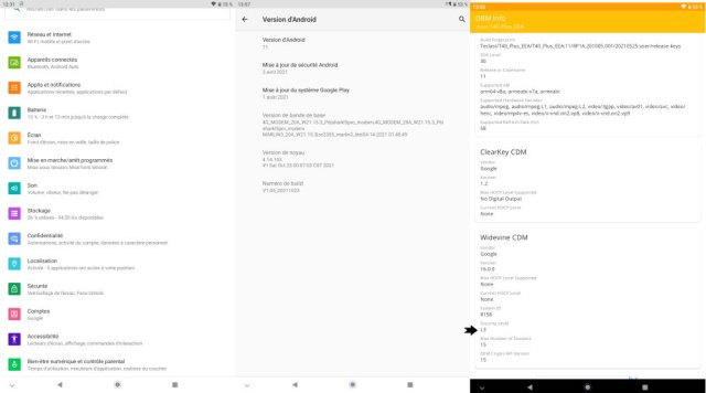 Android 11 - Pas de Widewine l1