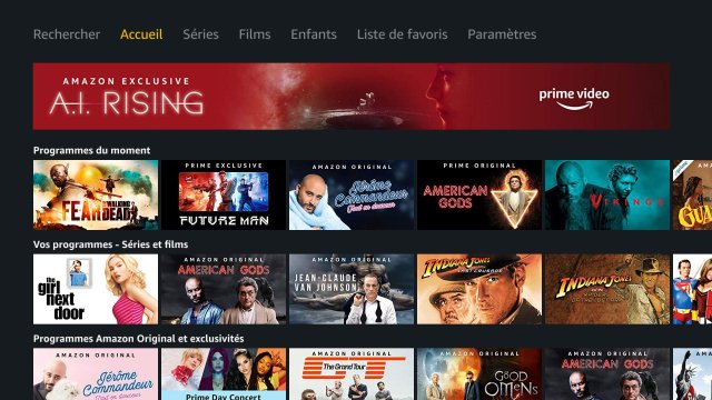 Exemple de programme non proposé sur le PLAY STORE mais fonctionnel : AMAZON PRIME VIDEO