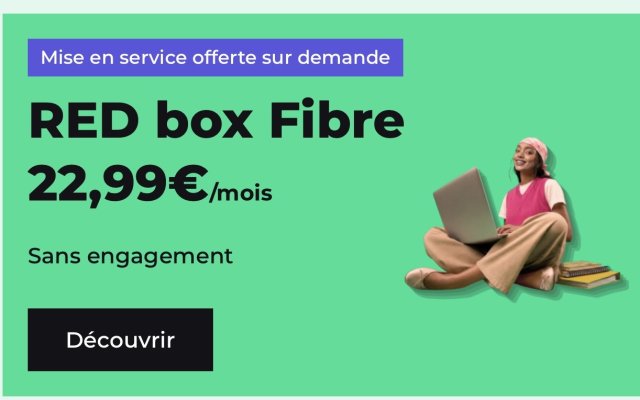 22,99€ par mois la Fibre RED Box, débit 1GBit/s, appels (…)