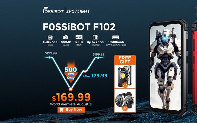 La smartphone chantier FOSSiBOT F102,IP69K, Batterie (...)