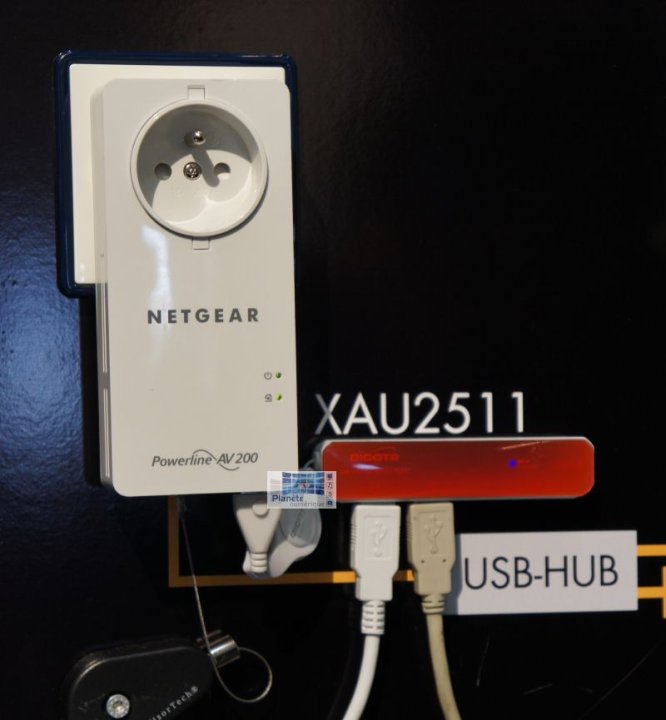Le module CPL recepteur utilisé ici avec un hub !