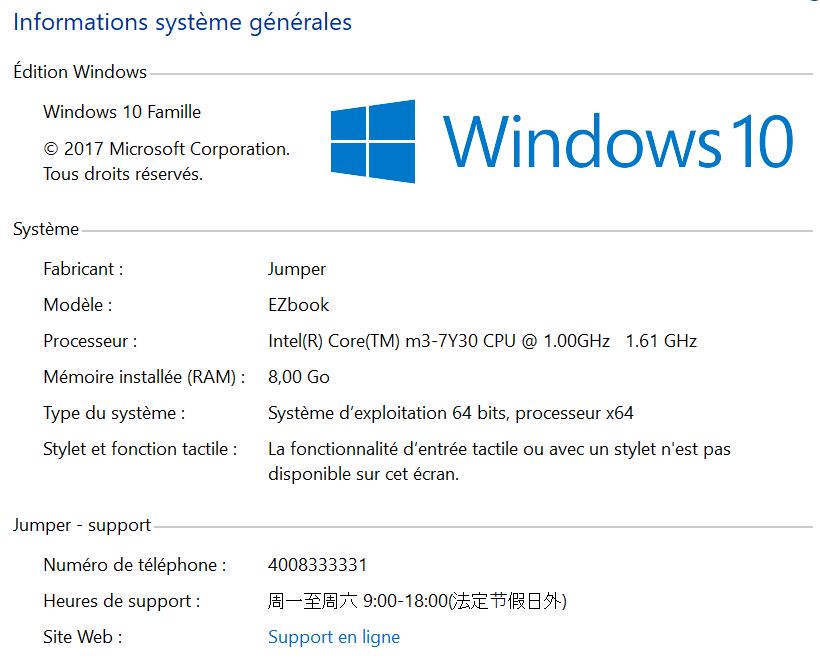 Windows 10 HOME préinstallé