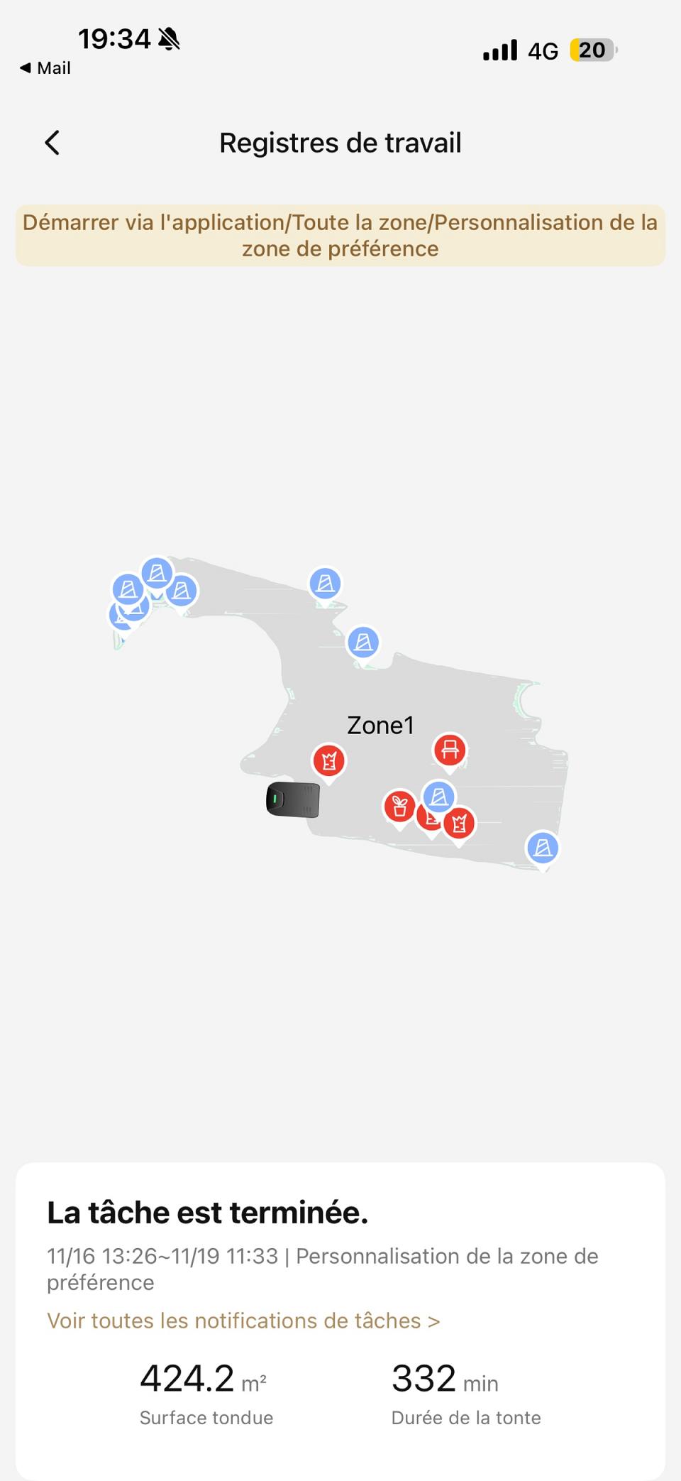 Les obstacles apparaissent dans l'historique