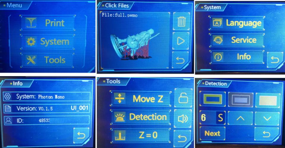 Quelques écrans du firmware (Anglais uniquement)