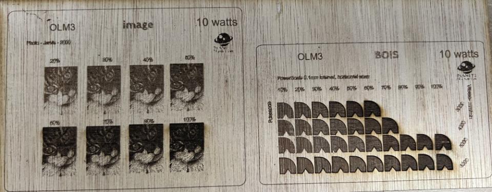 test de gravure sur bois, la confirmation que la machine peut aller vite