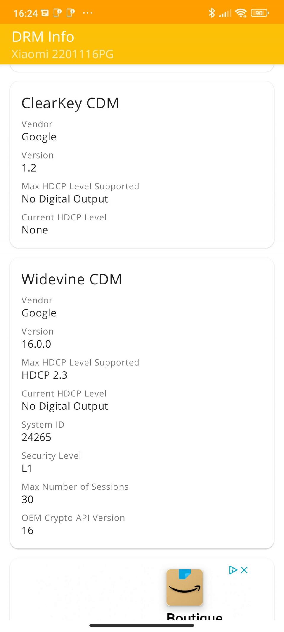 RAS niveau DRM avec le Widevine L1